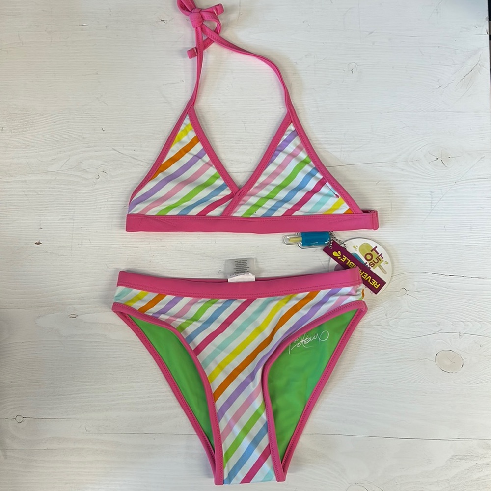 NWT Rococo Stripe Pink Triangle Bikini
